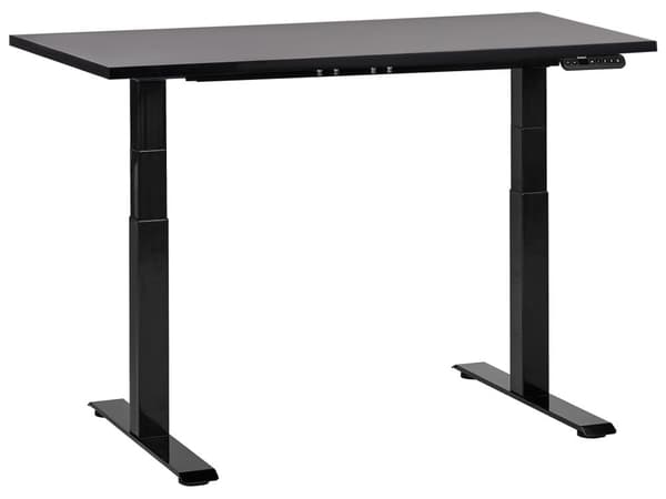 Elektrisk justerbart skrivebord Svart bordplate Svart stålramme 120 x 72 cm Sitt og stå Kvadratiske føtter Moderne design