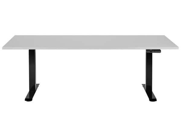 Elektrisk justerbart skrivebord Grå bordplate Svart stålramme 180 x 80 cm Sitt og stå Firkantede føtter Moderne design