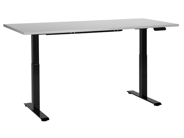 Elektrisk justerbart skrivebord Grå bordplate Svart stålramme 180 x 80 cm Sitt og stå Firkantede føtter Moderne design