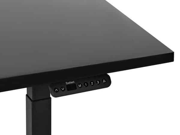 Elektrisk justerbart skrivebord Svart bordplate Svart stålramme 160 x 72 cm Sitt- og ståbord Kvadratiske føtter Moderne design