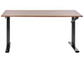 Miniatyrbilde 4 av 7: Manuelt justerbart skrivebord Mørk trebordplate Svart stålramme 160 x 72 cm Sitt- og ståbord Kvadratiske føtter Moderne design Kontor