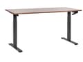 Miniatyrbilde 1 av 7: Manuelt justerbart skrivebord Mørk trebordplate Svart stålramme 160 x 72 cm Sitt- og ståbord Kvadratiske føtter Moderne design Kontor