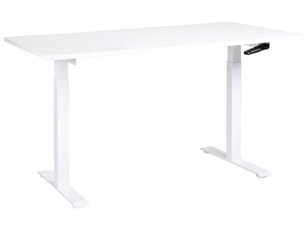 Manuelt justerbart skrivebord Hvit bordplate Hvit stålramme 160 x 72 cm Sitt- og ståfot Kvadratisk fot Moderne design Kontor