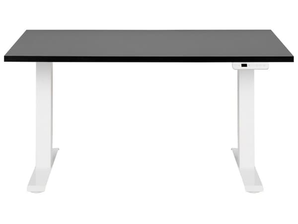 Elektriskt justerbart skrivbord Svart bordsskiva Vit stålram 120 x 72 cm Sitt och stå Fyrkantiga fötter Modern design