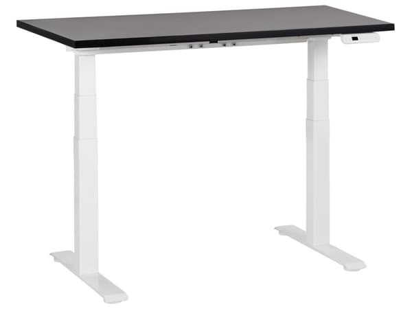 Elektriskt justerbart skrivbord Svart bordsskiva Vit stålram 120 x 72 cm Sitt och stå Fyrkantiga fötter Modern design
