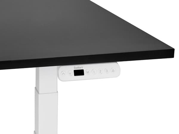 Elektriskt justerbart skrivbord Svart bordsskiva Vit stålram 160 x 72 cm Sitt och stå Fyrkantiga fötter Modern design