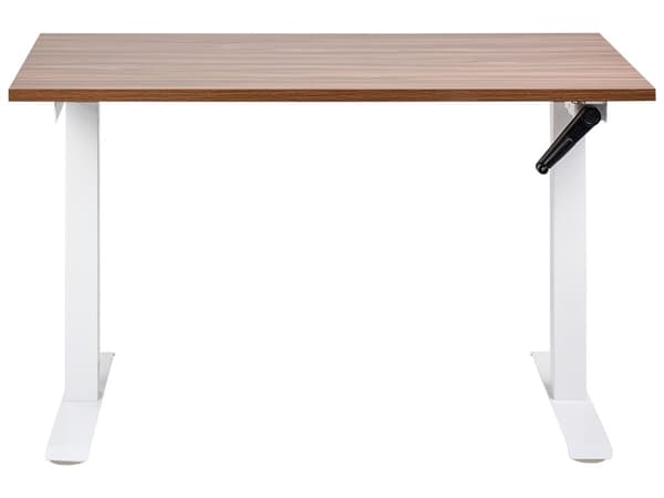Työpöytä tumma puu/valkoinen 120 x 72 cm lastulevy teräsrunko säädettävä pöytätaso kampi moderni tyyli