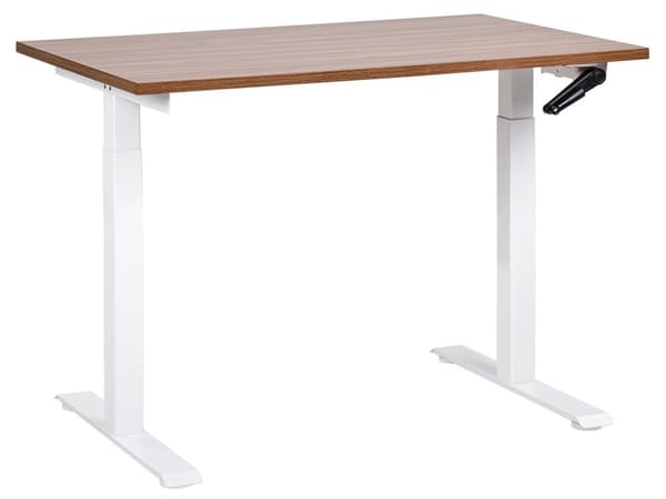Työpöytä tumma puu/valkoinen 120 x 72 cm lastulevy teräsrunko säädettävä pöytätaso kampi moderni tyyli