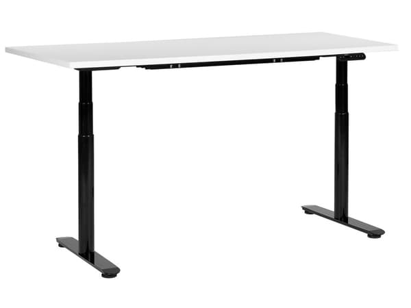 Työpöytä musta/valkoinen 160 x 72 cm lastulevy teräs runko sähkösäädettävä muistitoiminto moderni tyyli