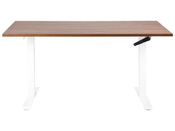 Työpöytä tumma puu/valkoinen 160 x 72 cm lastulevy teräs runko säädettävä pöytätaso kampi moderni tyyli