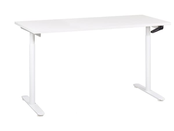 Työpöytä valkoinen 160 x 72 cm lastulevy teräs runko säädettävä pöytätaso kampi moderni tyyli