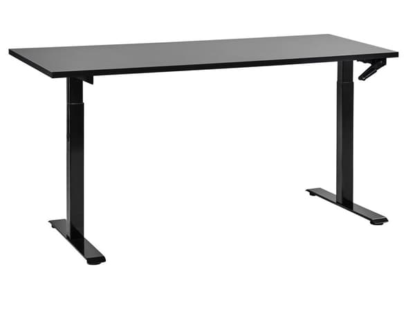 Työpöytä musta 160 x 72 cm lastulevy teräs runko säädettävä pöytätaso kampi moderni tyyli
