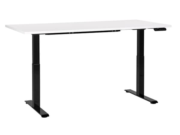 Työpöytä musta/valkoinen 160 x 72 cm lastulevy teräs runko sähkösäädettävä muistitoiminto moderni tyyli