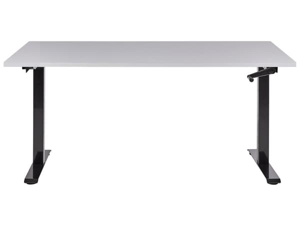 Työpöytä harmaa/musta 160 x 72 cm lastulevy teräs runko säädettävä pöytätaso kampi moderni tyyli