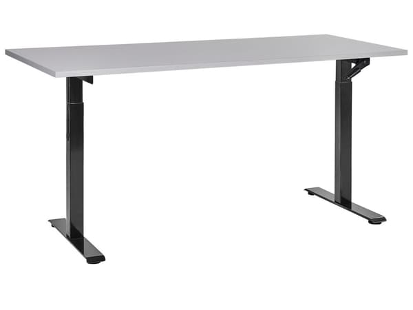 Työpöytä harmaa/musta 160 x 72 cm lastulevy teräs runko säädettävä pöytätaso kampi moderni tyyli