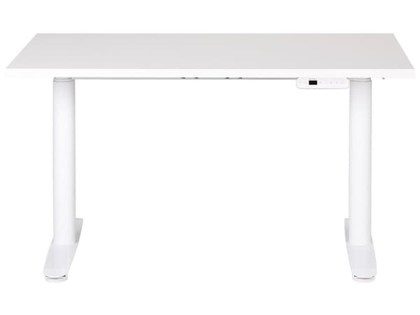 Elektrisk justerbart skrivebord Hvit bordplate Hvit stålramme 120 x 72 cm Sitt og stå Rund fot Moderne design