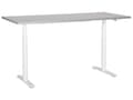 Miniatyrbilde 1 av 8: Elektrisk justerbart skrivebord Grå bordplate Hvit stålramme 180 x 80 cm Sitte- og ståbord Runde føtter Moderne design