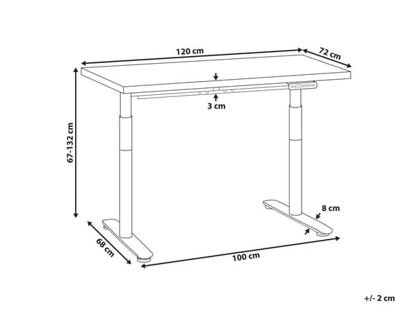 Elektrisk justerbart skrivebord Svart bordplate Svart stålramme 120 x 72 cm Sitt- og ståbord Runde føtter Moderne design
