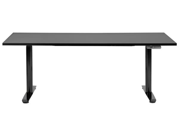 Elektrisk justerbart skrivebord Svart bordplate Svart stålramme 180 x 80 cm Sitt- og ståbord Runde føtter Moderne design