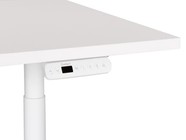 Elektrisk justerbart skrivebord Hvit bordplate Hvit stålramme 180 x 80 cm Sitte- og ståbord Runde føtter Moderne design