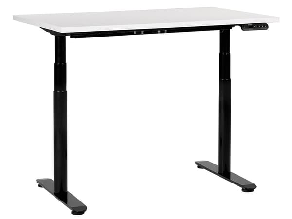 Elektrisk justerbart skrivebord Hvit bordplate Svart stålramme 120 x 72 cm Sitt- og ståbord Runde føtter Moderne design