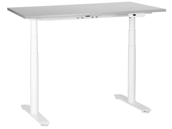 Elektrisk justerbart skrivebord Grå bordplate Hvit stålramme 120 x 72 cm Sitt og stå Rund fot Moderne design