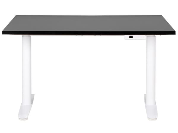 Elektrisk justerbart skrivebord Svart bordplate Hvit stålramme 120 x 72 cm Sitt- og ståbord Runde føtter Moderne design