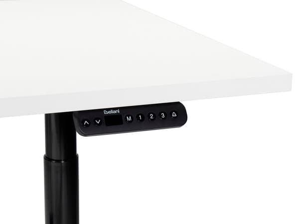 Elektrisk justerbart skrivebord Hvit bordplate Svart stålramme 180 x 80 cm Sitt- og ståbord Runde føtter Moderne design