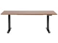 Miniatyrbilde 4 av 8: Elektrisk justerbart skrivebord Mørk tre bordplate Svart stålramme 180 x 80 cm Sitt- og ståbord Runde føtter Moderne design