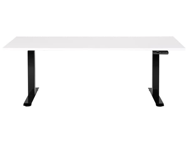 Työpöytä valkoinen/musta 180 x 80 cm lastulevy teräs runko sähkösäädettävä muistitoiminto moderni tyyli