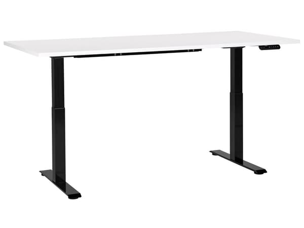 Työpöytä valkoinen/musta 180 x 80 cm lastulevy teräs runko sähkösäädettävä muistitoiminto moderni tyyli