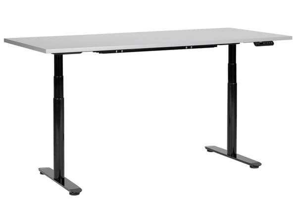 Työpöytä harmaa/musta 180 x 80 cm lastulevy teräs runko sähkösäädettävä muistitoiminto moderni tyyli