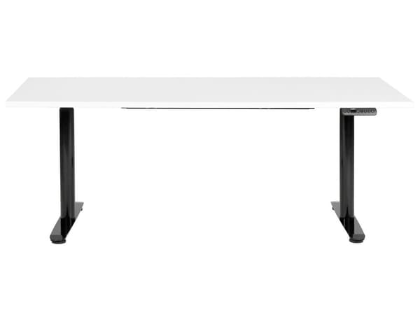 Työpöytä valkoinen/musta 180 x 80 cm lastulevy teräs runko sähkösäädettävä muistitoiminto moderni tyyli