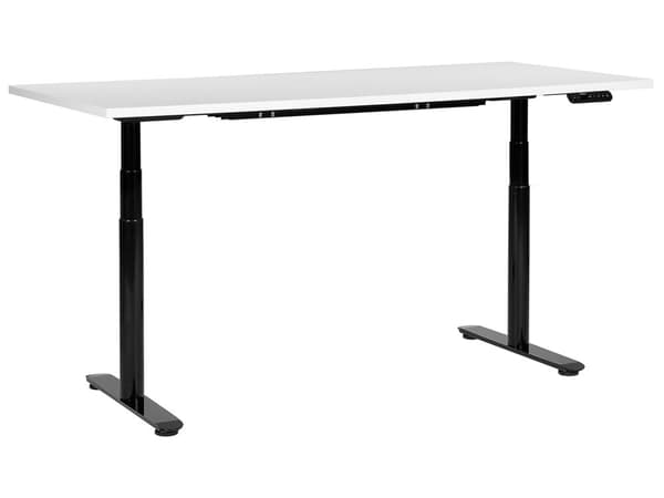 Työpöytä valkoinen/musta 180 x 80 cm lastulevy teräs runko sähkösäädettävä muistitoiminto moderni tyyli
