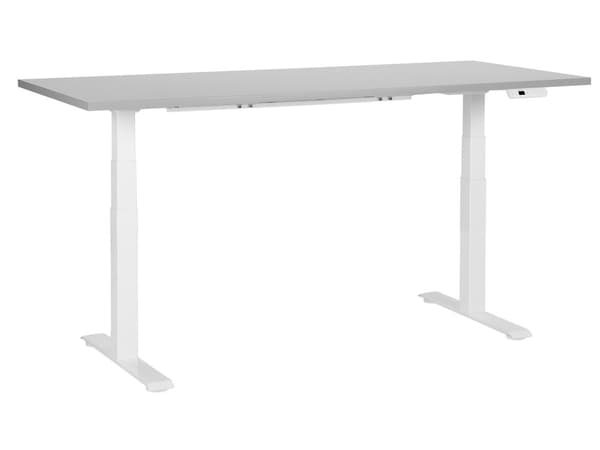 Työpöytä harmaa/valkoinen 180 x 80 cm lastulevy teräs runko sähkösäädettävä muistitoiminto moderni tyyli