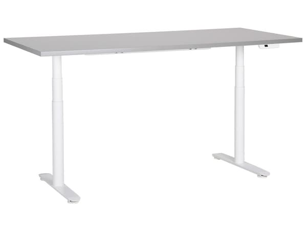 Työpöytä harmaa/valkoinen 180 x 80 cm lastulevy teräs runko sähkösäädettävä muistitoiminto moderni tyyli