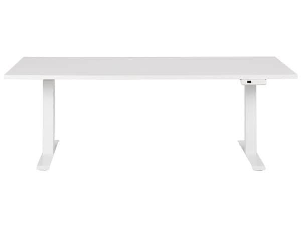 Työpöytä valkoinen 180 x 80 cm lastulevy teräs runko sähkösäädettävä muistitoiminto moderni tyyli