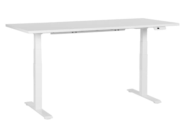 Työpöytä valkoinen 180 x 80 cm lastulevy teräs runko sähkösäädettävä muistitoiminto moderni tyyli