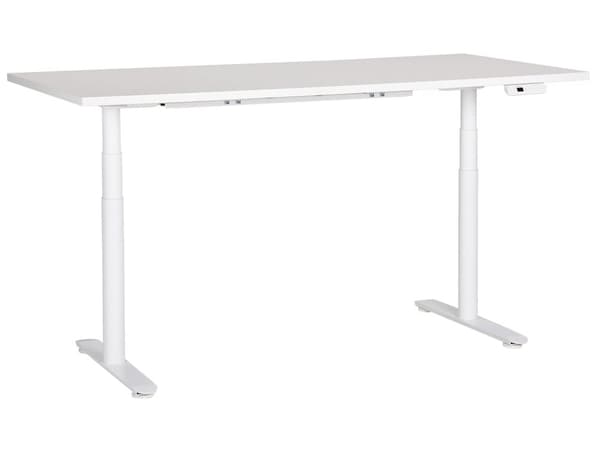Työpöytä valkoinen 180 x 80 cm lastulevy teräs runko sähkösäädettävä muistitoiminto moderni tyyli