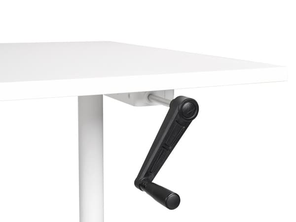 Hæve Sænkebord Hvidt 160 x 70 cm Ergonomisk Kontorbord Manuel Skrivebord til Hjemmekontor Værelse Moderne Computerbord med Håndsving