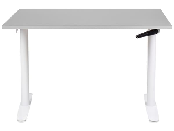 Hæve Sænkebord Hvid Grå 120 x 70 cm Ergonomisk Kontorbord Manuel Skrivebord til Hjemmekontor Værelse Moderne Computerbord med Håndsving