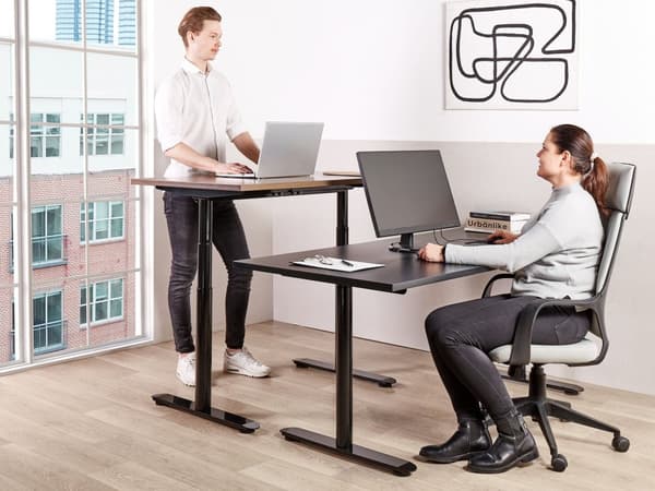 Hæve Sænkebord Sort Træ 120 x 70 cm Ergonomisk Kontorbord Manuel Skrivebord til Hjemmekontor Værelse Moderne Computerbord med Håndsving