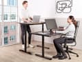 Miniatyrbillede 2 af 7: Hæve Sænkebord Sort Træ 120 x 70 cm Ergonomisk Kontorbord Manuel Skrivebord til Hjemmekontor Værelse Moderne Computerbord med Håndsving