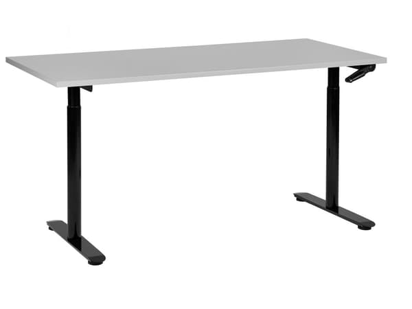 Hæve Sænkebord Sort Grå 160 x 70 cm Ergonomisk Kontorbord Manuel Skrivebord til Hjemmekontor Værelse Moderne Computerbord med Håndsving