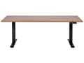 Miniatyrbild 4 av 8: Elektriskt justerbart skrivbord Mörk träskiva Svart stålram 180 x 80 cm Sitt och stå Fyrkantiga fötter Modern design