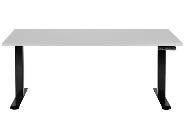 Elektriskt justerbart skrivbord Grå bordsskiva Svart stålram 160 x 72 cm Sitt och stå Fyrkantiga fötter Modern design