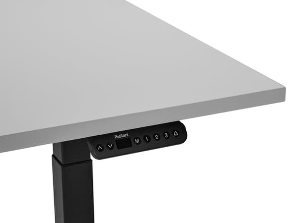 Elektriskt justerbart skrivbord Grå bordsskiva Svart stålram 160 x 72 cm Sitt och stå Fyrkantiga fötter Modern design