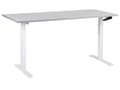 Miniatyrbild 1 av 7: Manuellt justerbart skrivbord Grå bordsskiva Vit stålram 160 x 72 cm Sitt och stå Fyrkantiga fötter Modern design Kontor