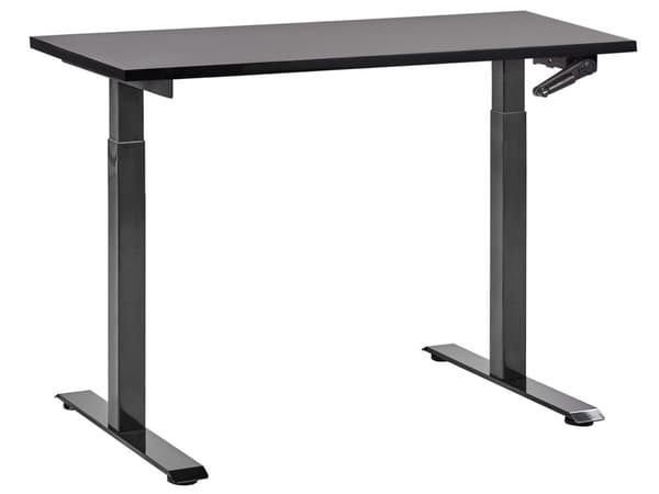 Manuellt justerbart skrivbord Svart bordsskiva Svart stålram 120 x 72 cm Sitt och stå Fyrkantiga fötter Modern design Kontor