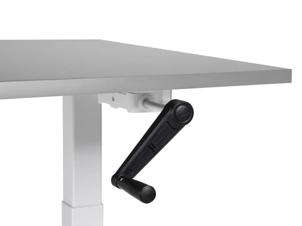Manuellt justerbart skrivbord Grå bordsskiva Vit stålram 120 x 72 cm Sitt och stå Fyrkantiga fötter Modern design Kontor